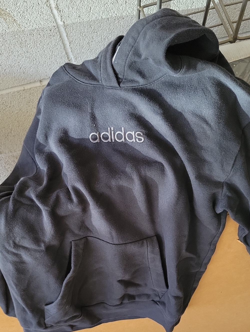 adidas BOYS Black Crewneck Hoodie with Embroidered Logo